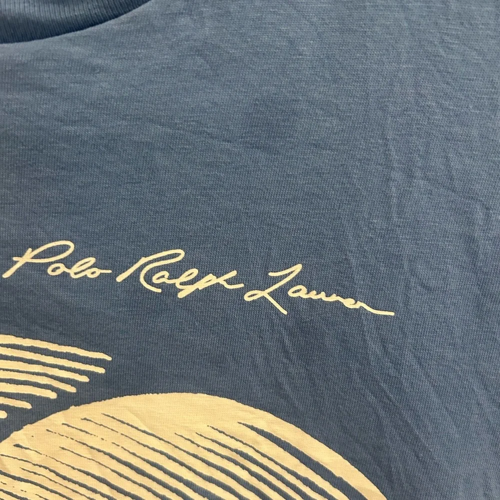Kids Polo by Ralph Lauren Light Blue Logo Graphic Tee size 10/12 - Picture 2 of 4